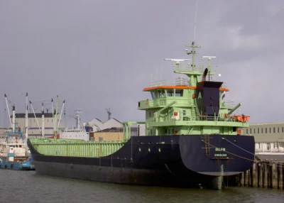 Delfin moored in Harlingen, 27-02-2005