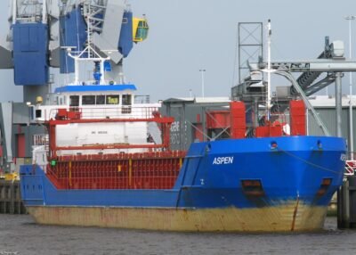 Aspen moored at Handelskade Oost in Delfzijl, 20-04-2008
