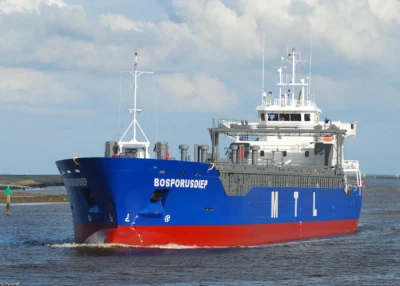 Bosporusdiep arriving in Delfzijl after sea trials, 15-04-2008