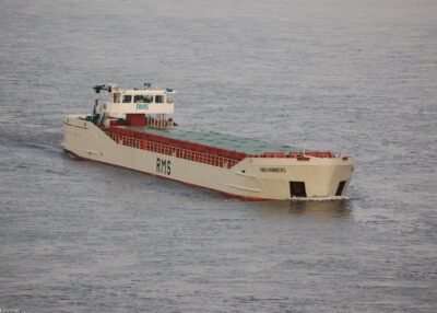 RMS Homberg on river Rhine passing Emmerich, 20-06-2006