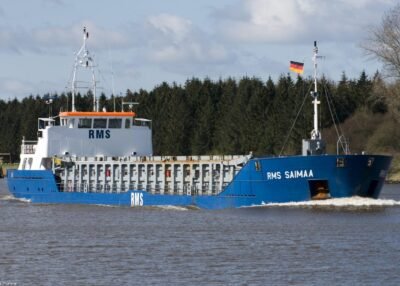 RMS Saimaa in Kiel Canal passing Breiholz, 07-04-2012