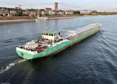 Waterway on river Rhine passing Emmerich, 16-09-2021