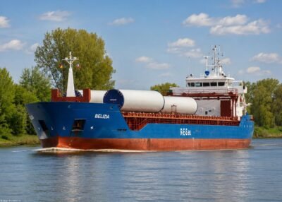 Belizia in Kiel Canal passing Breiholz, 29-05-2014