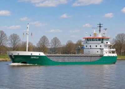 Capella in Kiel Canal passing Breiholz, 10-04-2012