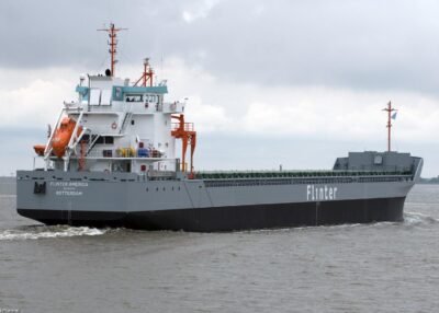Flinter America outbound Delfzijl for sea trials, 09-05-2010