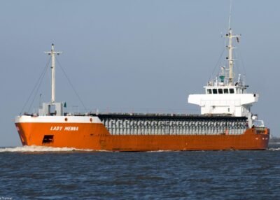 Lady Menna on river Ems inbound Delfzijl, 02-02-2014