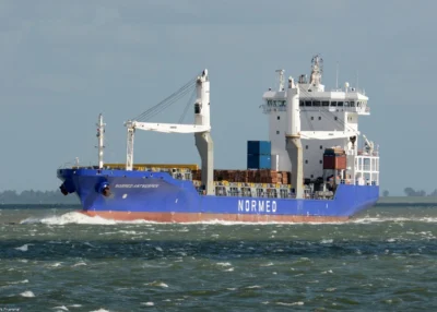 Normed Antwerpen on river Scheldt passing Terneuzen, 21-09-2015