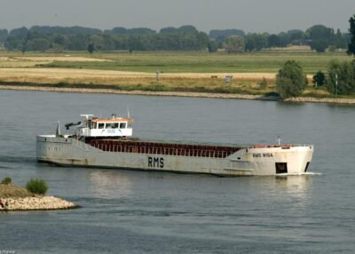 RMS Riga on river Rhine passing Emmerich, 02-07-2010