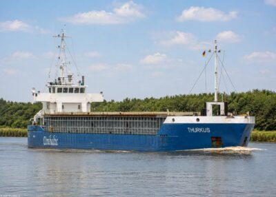 Thurkus in Kiel Canal passing Burg, 27-06-2014