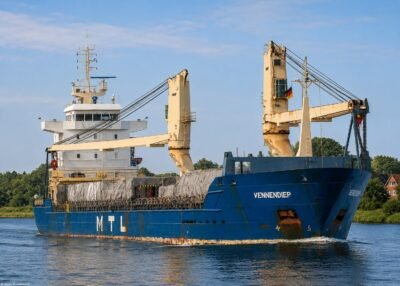 Vennendiep in Kiel Canal passing Rendsburg, 30-05-2014