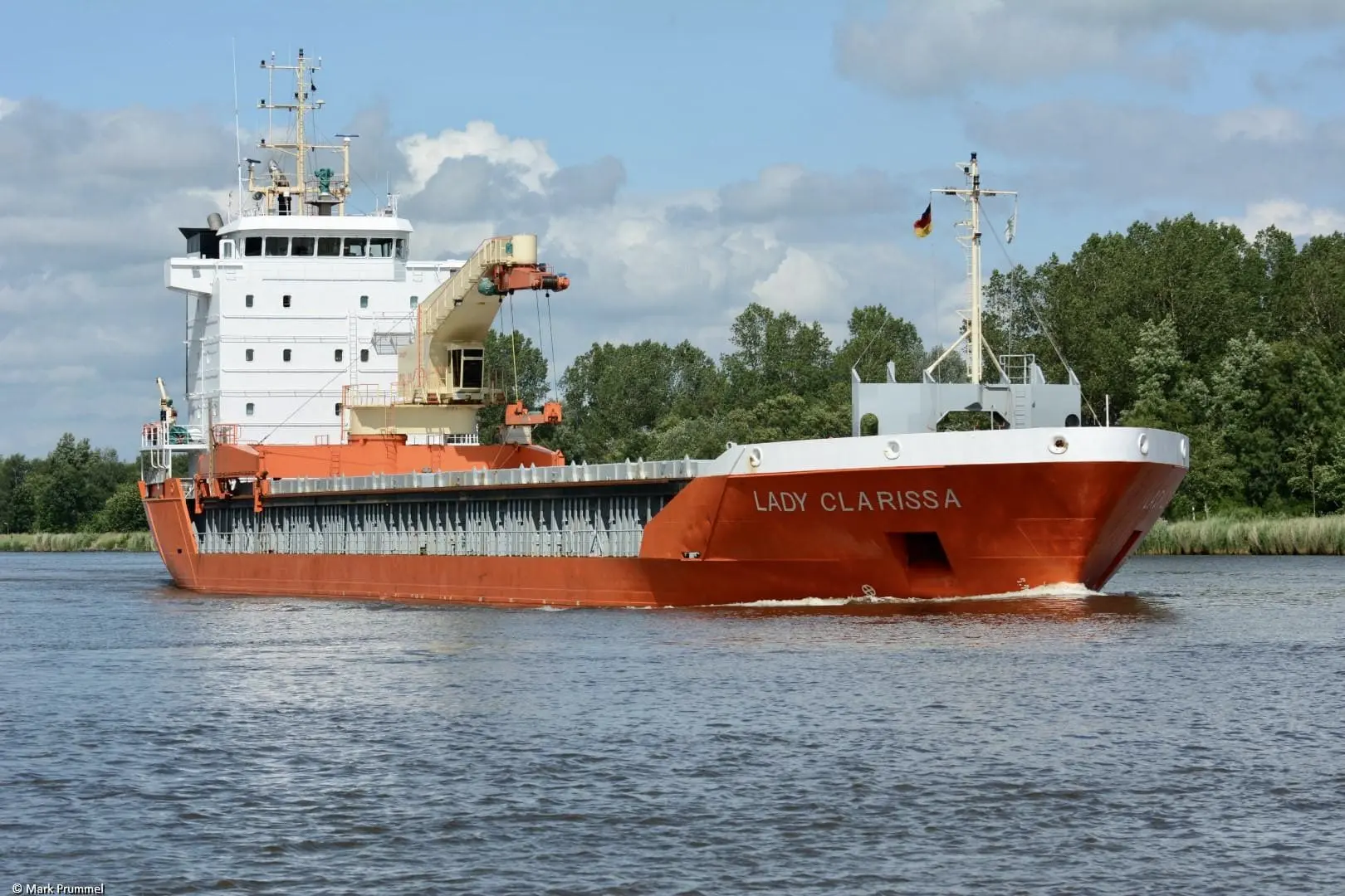 Lady Clarissa in Kiel Canal passing Burg, 18-06-2016