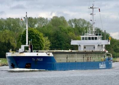Thurkus in Kiel Canal passing Burg, 12-05-2013