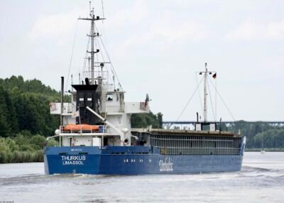 Thurkus in Kiel Canal passing Burg, 27-06-2014