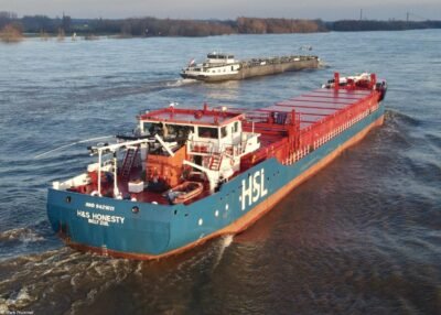 H&S Honesty on river Rhine passing Spijk,19-01-2023