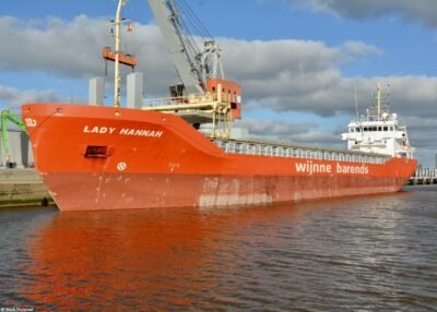Lady Hannah moored in Delfzijl, 26-02-2023