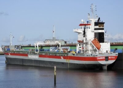Zaanborg moored at Niestern Sander in Delfzijl, 12-02-2023