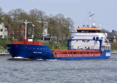Eems Rover in Kiel Canal passing Rendsburg, 28-04-2023