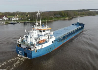 Marten in Kiel Canal passing Hohenhörn, 30-04-2023