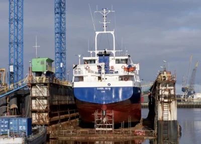 Coral Sea docked at shipyard Niestern Sander in Delfzijl, 25-12-2005