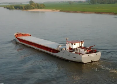 Douwent on river Rhine passing Emmerich, 19-04-2009