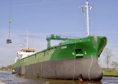 Kinne after launch at Shipyard Ferus Smit B.V. in Westerbroek, 24-04-2004