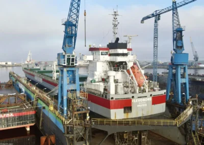 Flevoborg at shipyard Niestern Sander in Delfzijl, 28-10-2023