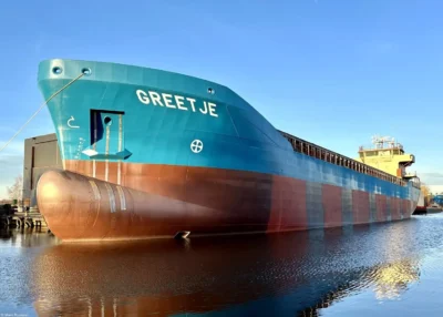Greetje under construction at Pattje Shipyards in Waterhuizen, 28-01-2024