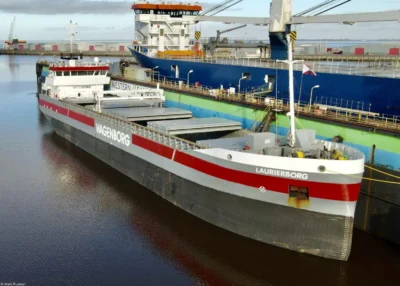 Laurierborg moored at shipyard Niestern Sander in Delfzijl, 17-02-2024