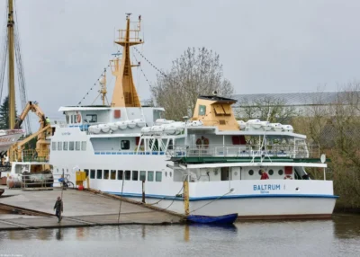 Baltrum I moored at shipyard Diedrich in Oldersum, 15-03-2024