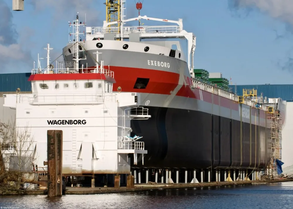Exeborg under construction at Shipyard Niestern Sander in Delfzijl, 06-04-2013