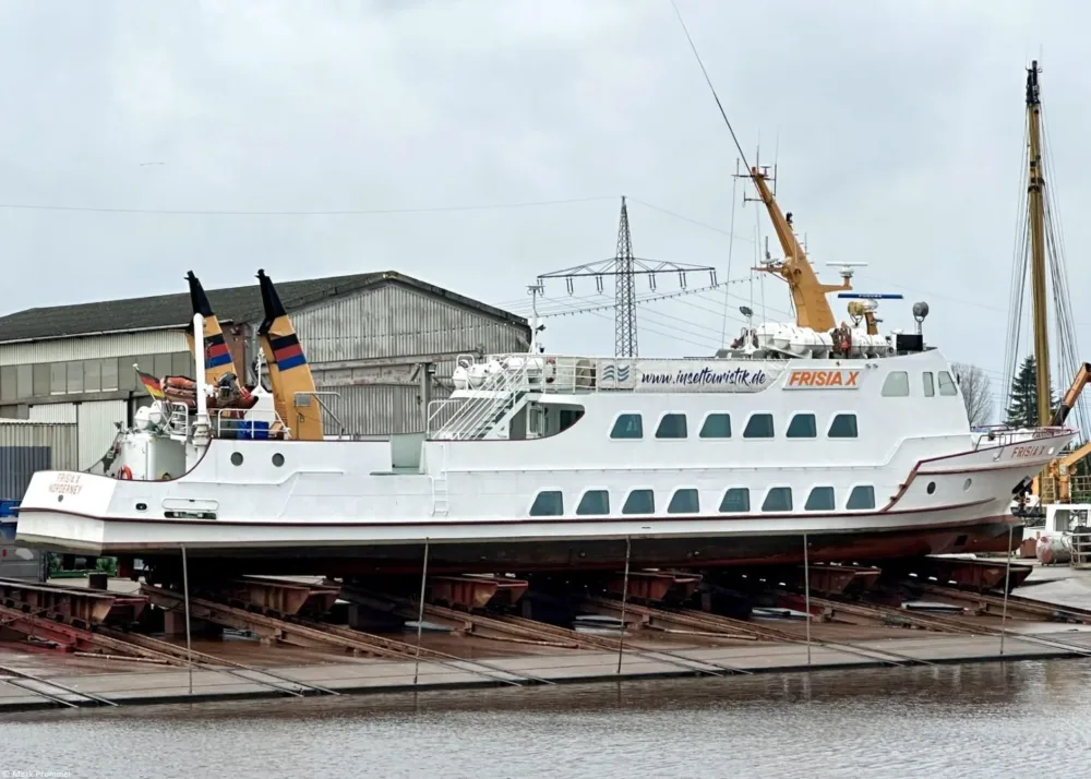 Frisia X moored at shipyard Diedrich in Oldersum, 15-03-2024