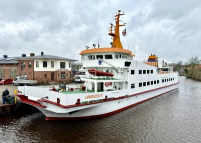 Langeoog IV moored at shipyard Diedrich in Oldersum, 15-03-2024