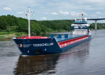 Terschelling in Kiel Canal passing Schafstedt, 20-05-2024