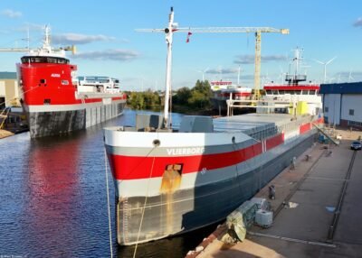 Vlierborg moored at shipyard Niestern Sander B.V. in Delfzijl, 05-10-2024