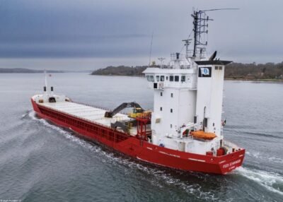 Feed Stavanger in Little Belt passing Skaerbaek, 24-12-2024