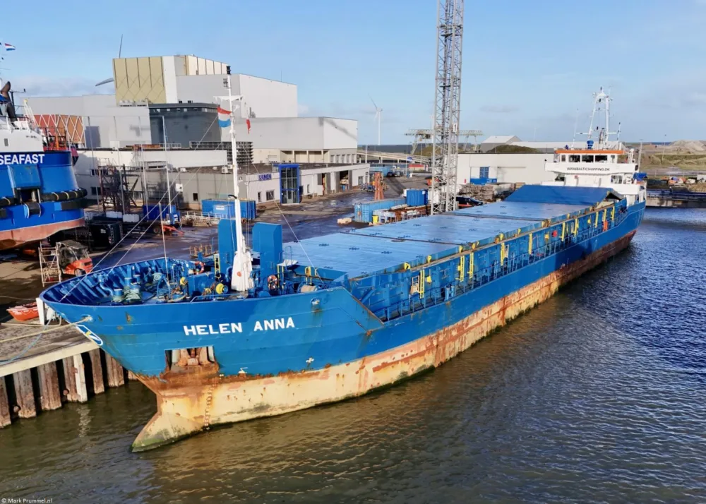 Helen Anna moored at Damen Shiprepair in Harlingen, 20-12-2024
