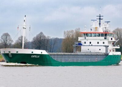 Capella in Kiel Canal passing Breiholz, 10-04-2012