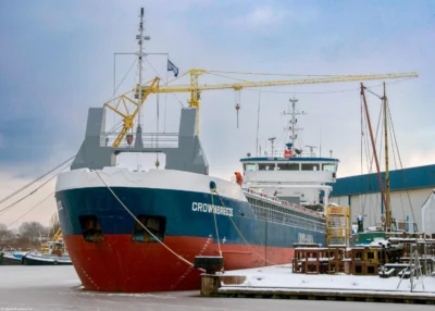 Crownbreeze moored at shipyard Niestern Sander B.V. in Delfzijl, 03-01-2010