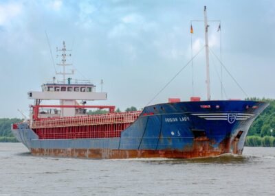 Frisian Lady in Kiel Canal passing Burg, 28-06-2014