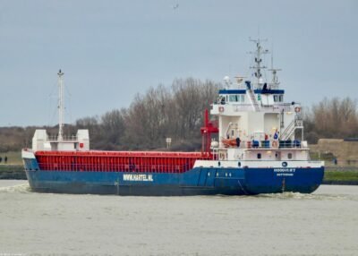 Hoogvliet outbound Rotterdam passing Hook of Holland, 22-01-2023