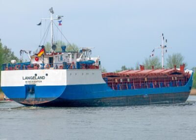 Langeland in Kiel Canal passing Burg, 09-05-2013