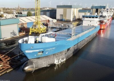 Ohioborg moored at shipyard Niestern Sander B.V. in Delfzijl, 25-11-2022