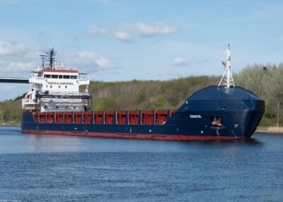 Krista in Kiel Canal passing Hohenhörn, 26-04-2026