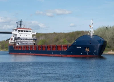 Krista in Kiel Canal passing Hohenhörn, 26-04-2026